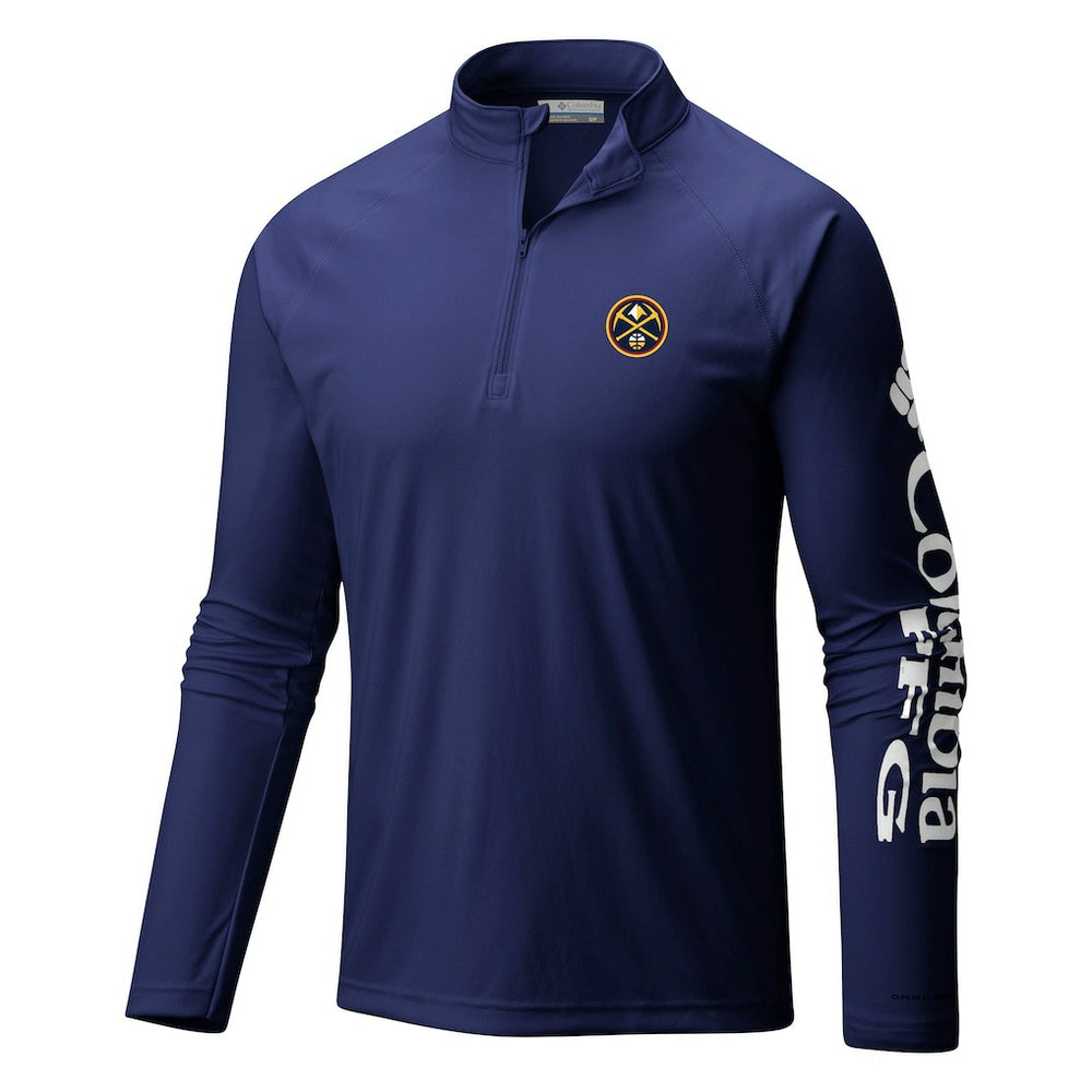 Columbia Denver Nuggets Terminal Tackle Raglan Omni-Shade Quarter-Zip Jacket Navy