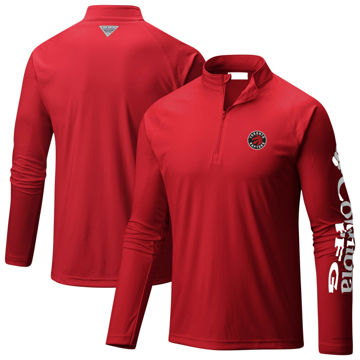 Columbia Toronto Raptors Terminal Tackle Raglan Omni-Shade Quarter-Zip Jacket Red