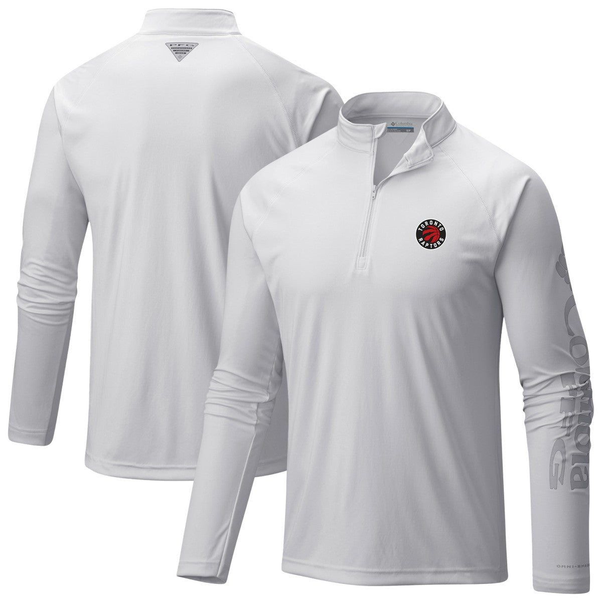 Columbia Toronto Raptors Terminal Tackle Raglan Omni-Shade Quarter-Zip Jacket White