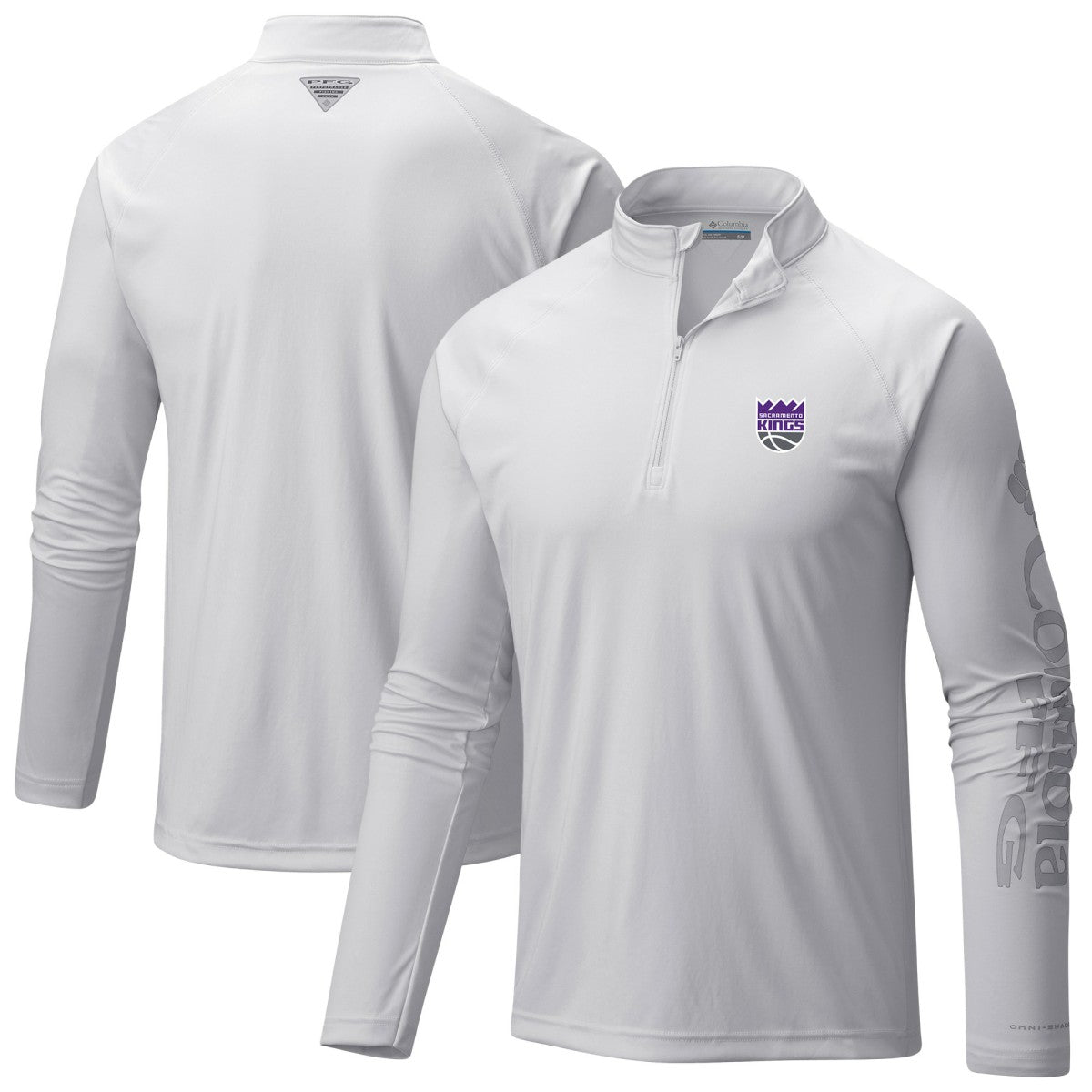 Columbia Sacramento Kings Terminal Tackle Raglan Omni-Shade Quarter-Zip Jacket White