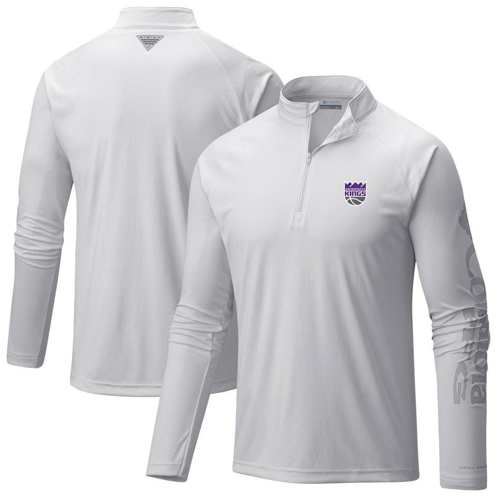 Columbia Sacramento Kings Terminal Tackle Raglan Omni-Shade Quarter-Zip Jacket White