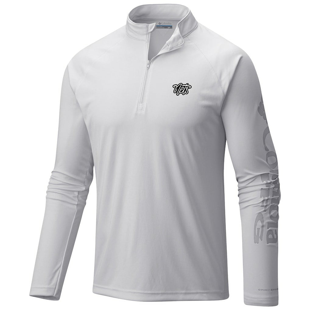 Columbia Brooklyn Nets Terminal Tackle Raglan Omni-Shade Quarter-Zip Jacket White