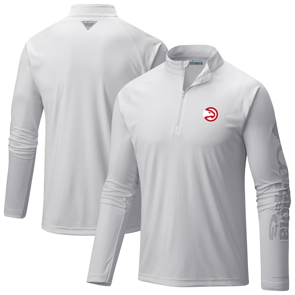Columbia Atlanta Hawks Terminal Tackle Raglan Omni-Shade Quarter-Zip Jacket White