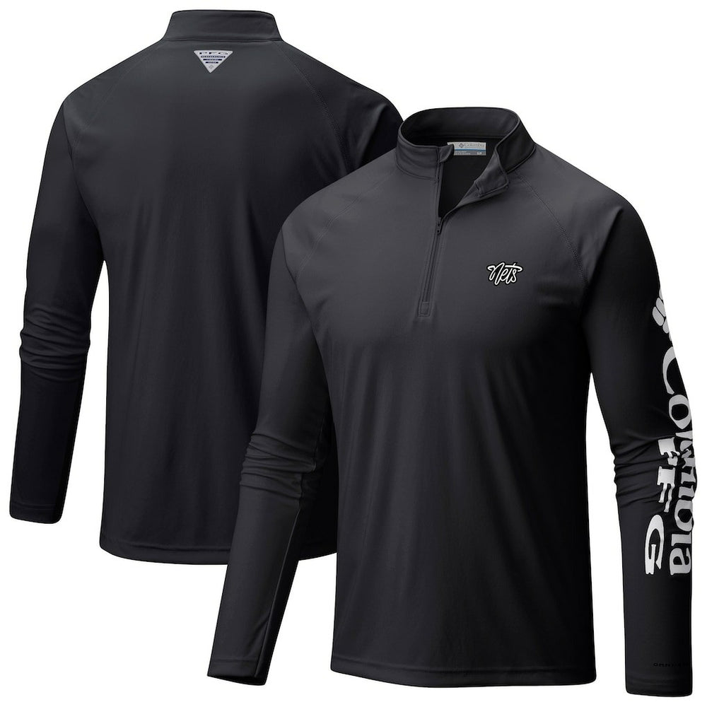 Columbia Brooklyn Nets Terminal Tackle Raglan Omni-Shade Quarter-Zip Jacket Black