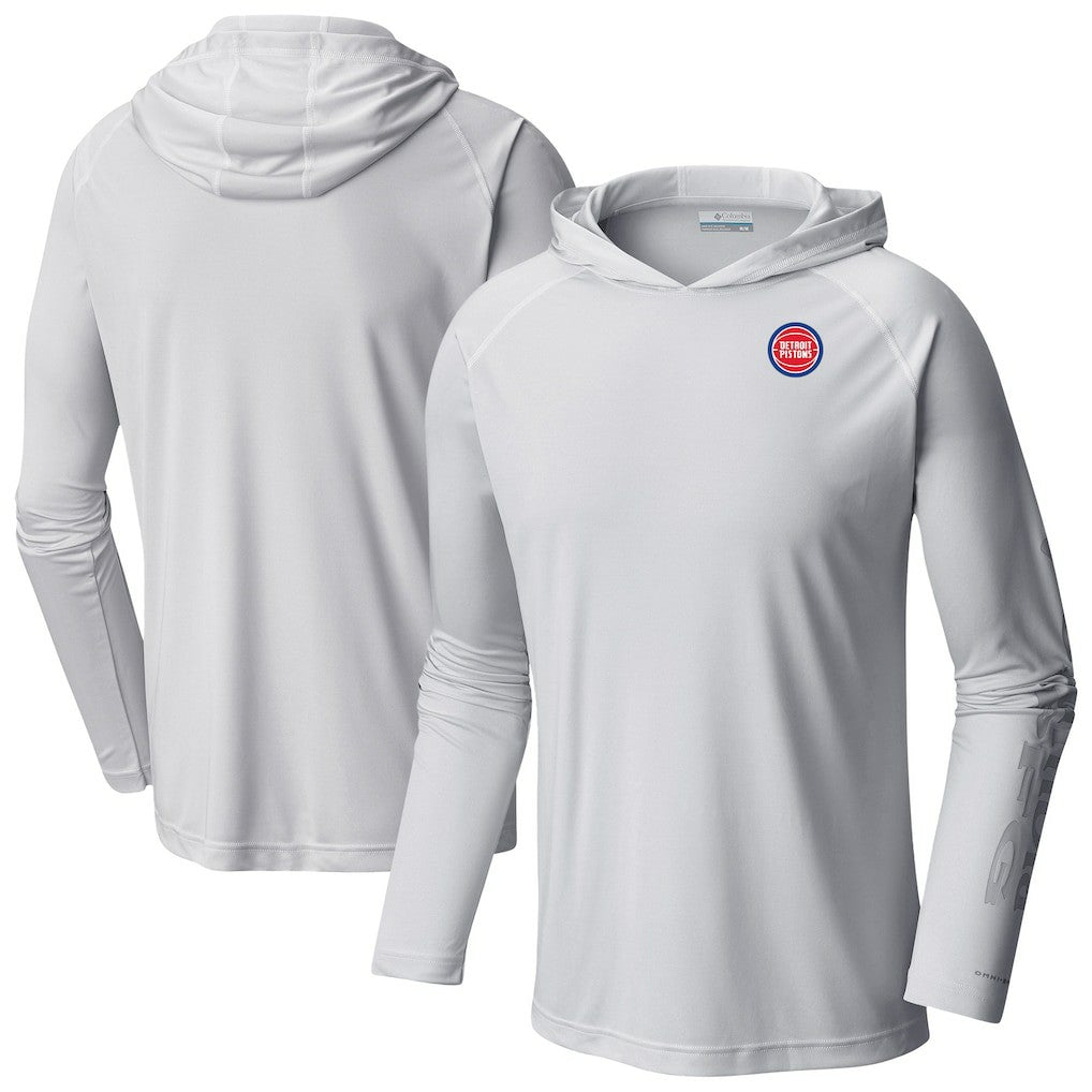 Columbia Detroit Pistons Terminal Tackle Long Sleeve Hoodie T-Shirt White
