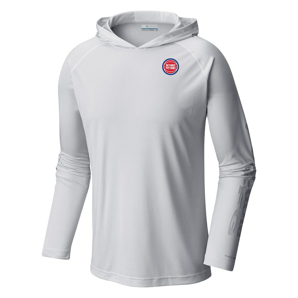 Columbia Detroit Pistons Terminal Tackle Long Sleeve Hoodie T-Shirt White
