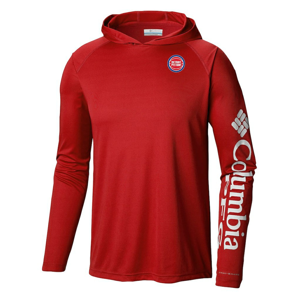 Columbia Detroit Pistons Terminal Tackle Long Sleeve Hoodie T-Shirt Red