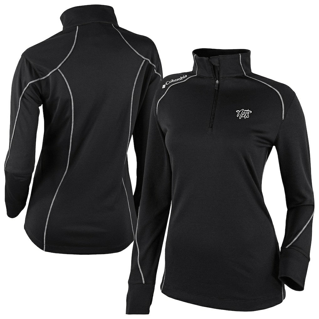 Columbia Brooklyn Nets Women's Omni-Wick Shotgun 2.0 Quarter-Zip Pullover Top Black