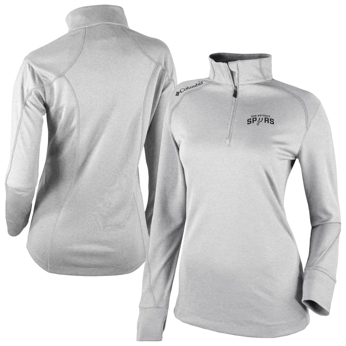 Columbia San Antonio Spurs Women's Omni-Wick Shotgun 2.0 Quarter-Zip Pullover Top Heather Gray