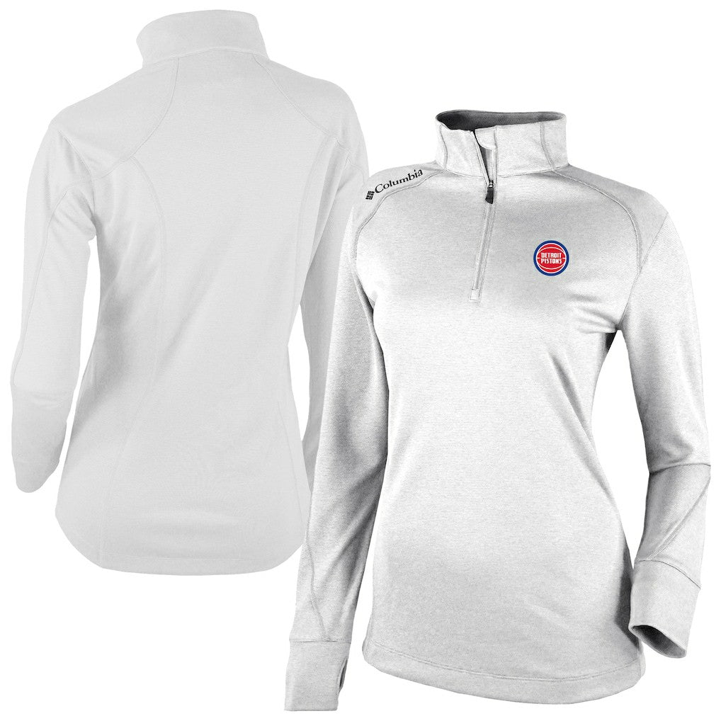 Columbia Detroit Pistons Women's Omni-Wick Shotgun 2.0 Quarter-Zip Pullover Top White