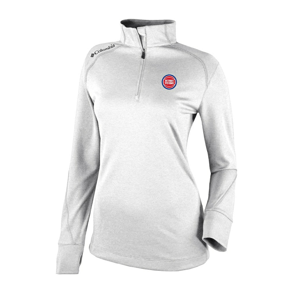 Columbia Detroit Pistons Women's Omni-Wick Shotgun 2.0 Quarter-Zip Pullover Top White