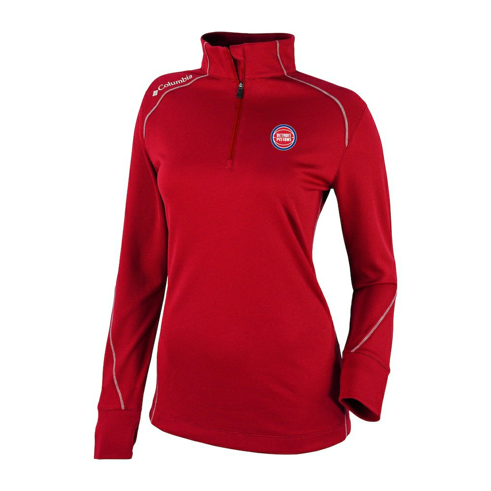 Columbia Detroit Pistons Women's Omni-Wick Shotgun 2.0 Quarter-Zip Pullover Top Red