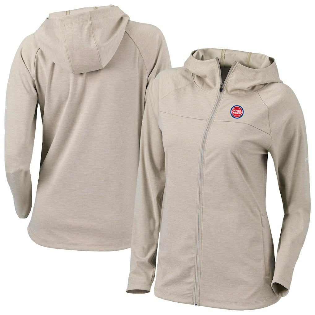 Columbia Detroit Pistons Women's Omni-Wick Half Shot Full-Zip Hooded Jacket Tan