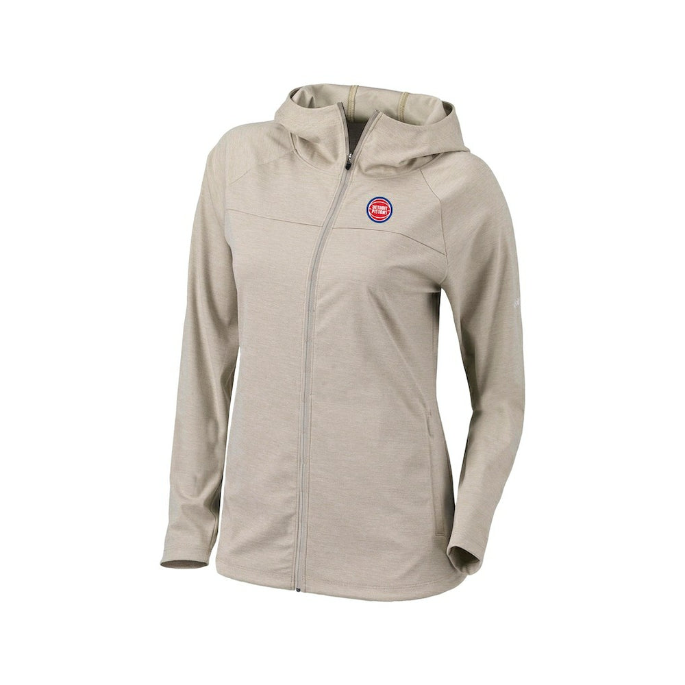 Columbia Detroit Pistons Women's Omni-Wick Half Shot Full-Zip Hooded Jacket Tan