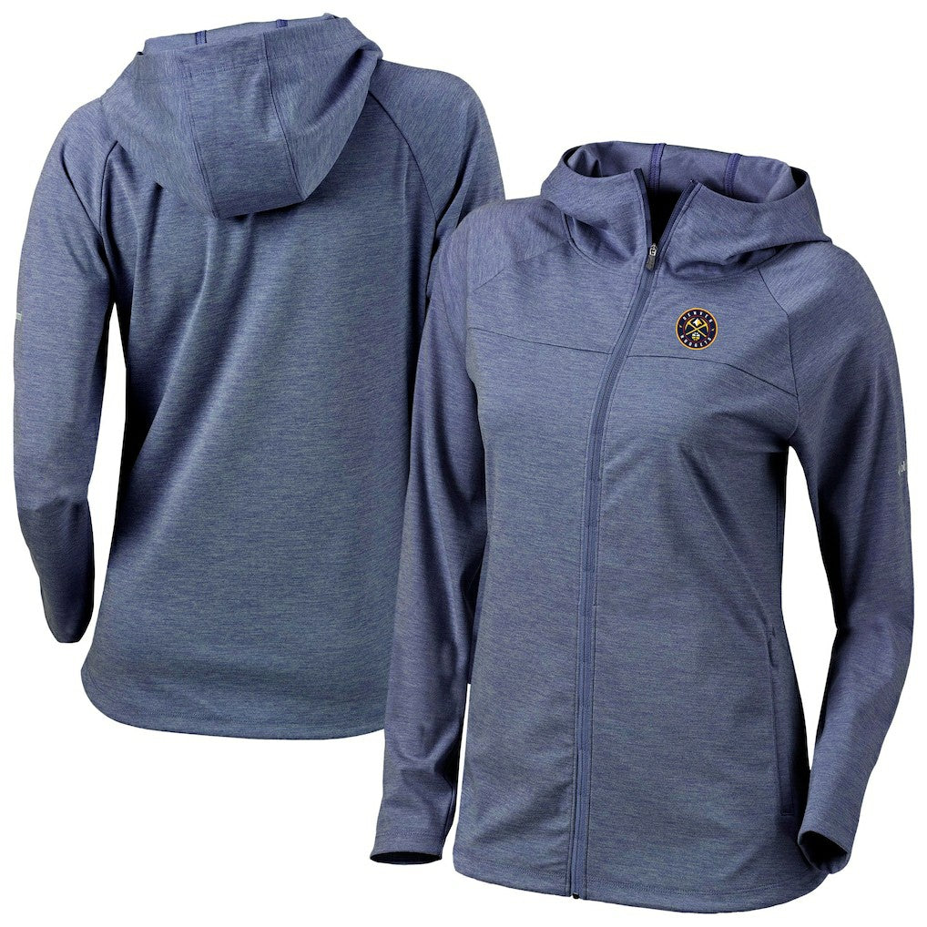 Columbia Denver Nuggets Women's Omni-Wick Half Shot Full-Zip Hooded Jacket Navy