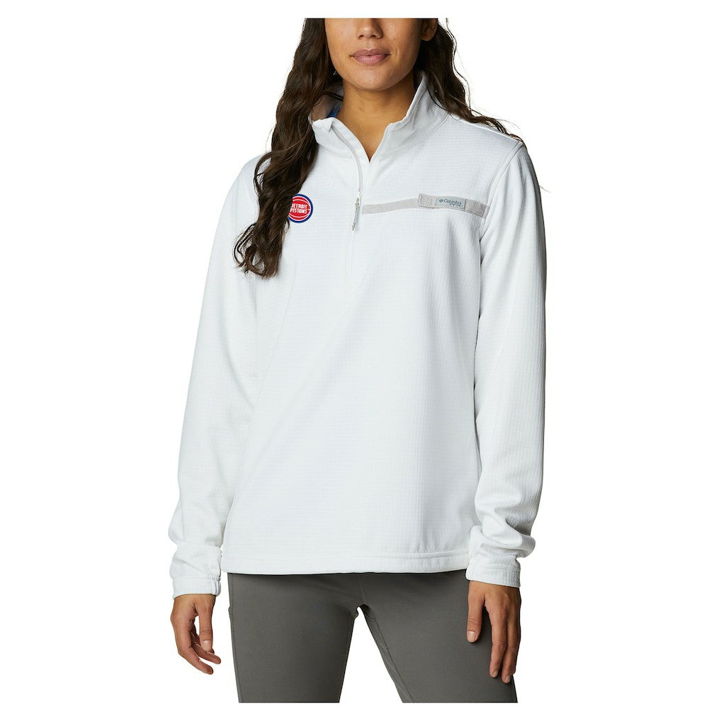Columbia Detroit Pistons Women's Skiff Guide Fleece Pullover Top White