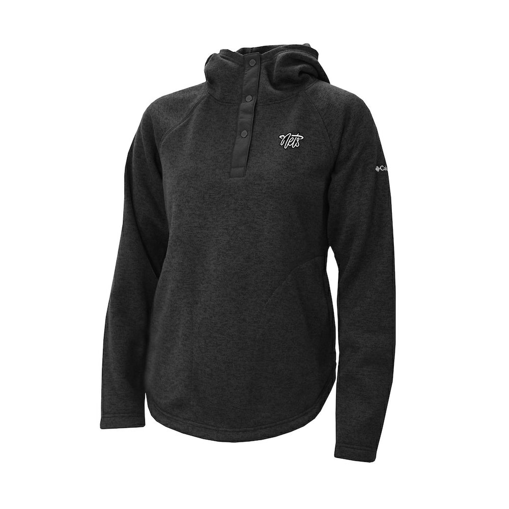 Columbia Brooklyn Nets Women's Sweater Weather Quarter-Snap Hoodie Black