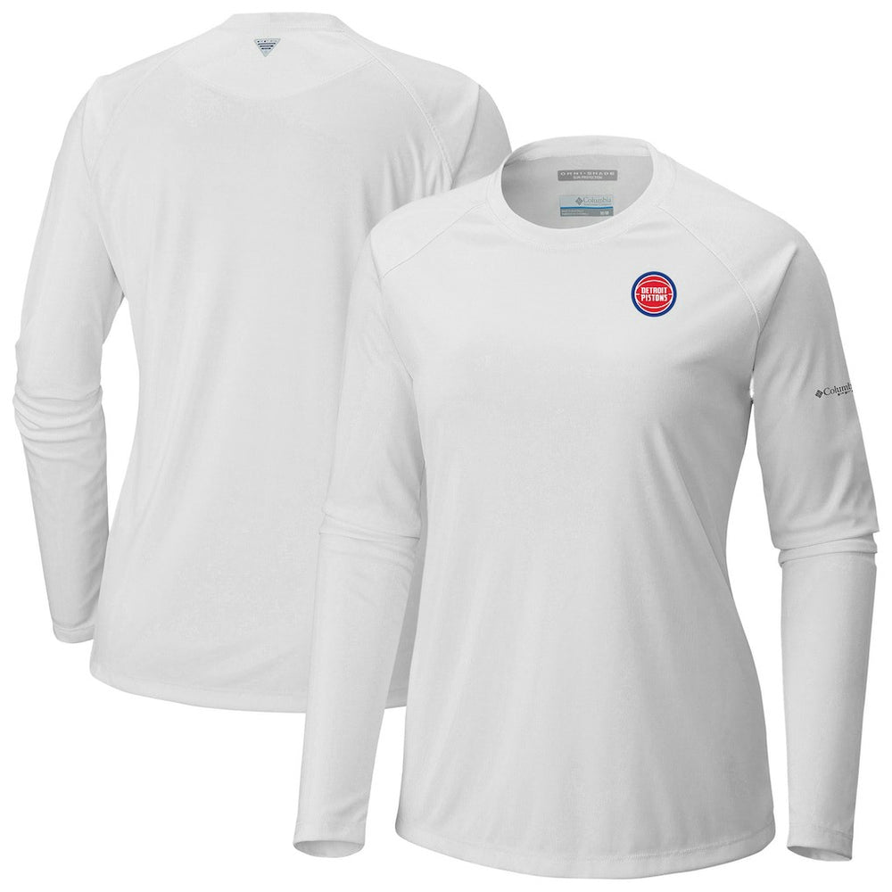 Columbia Detroit Pistons Women's Tidal Tee II Long Sleeve T-Shirt White