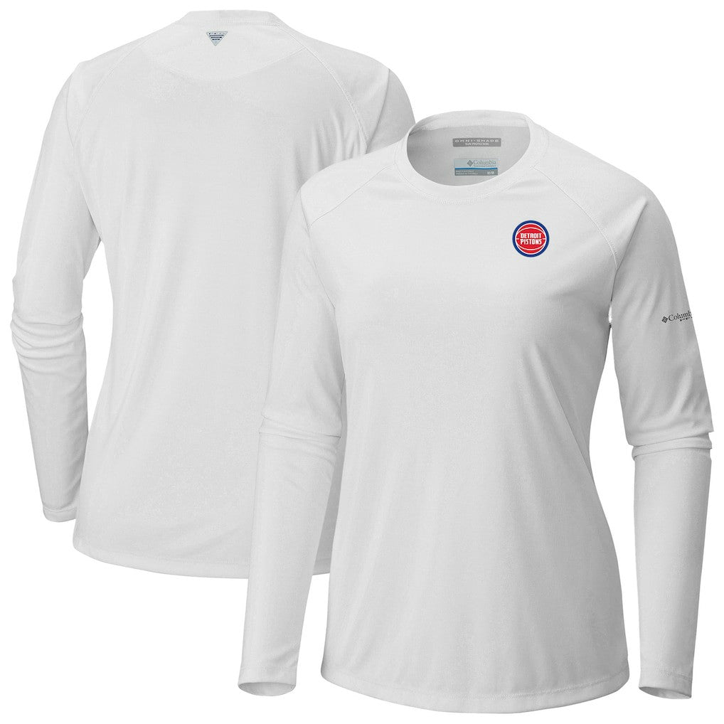 Columbia Detroit Pistons Women's Tidal Tee II Long Sleeve T-Shirt White