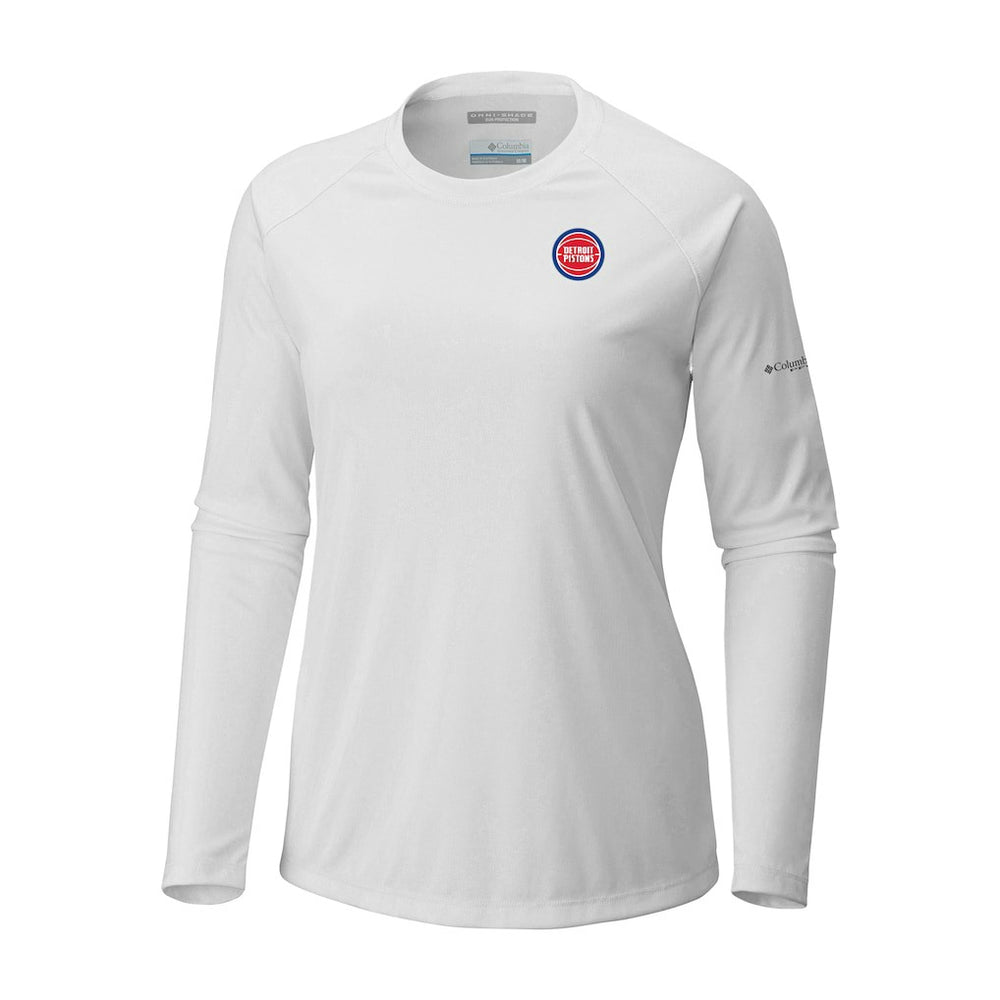Columbia Detroit Pistons Women's Tidal Tee II Long Sleeve T-Shirt White