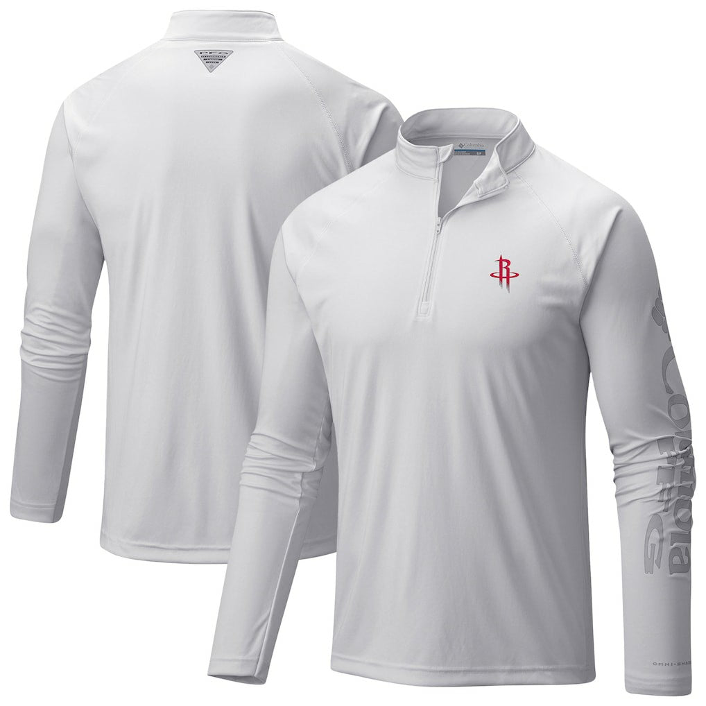 Columbia Houston Rockets PFG Terminal Tackle Quarter-Zip Top White