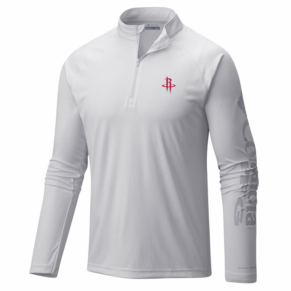 Columbia Houston Rockets PFG Terminal Tackle Quarter-Zip Top White