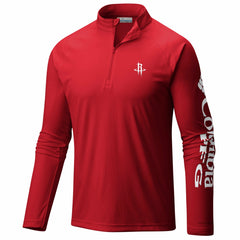 Columbia Houston Rockets PFG Terminal Tackle Quarter-Zip Top Red