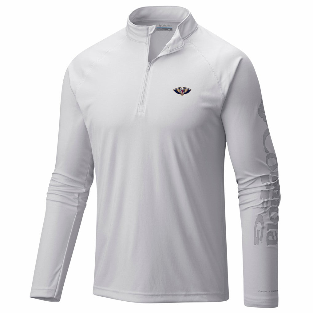 Columbia New Orleans Pelicans PFG Terminal Tackle Quarter-Zip Top White