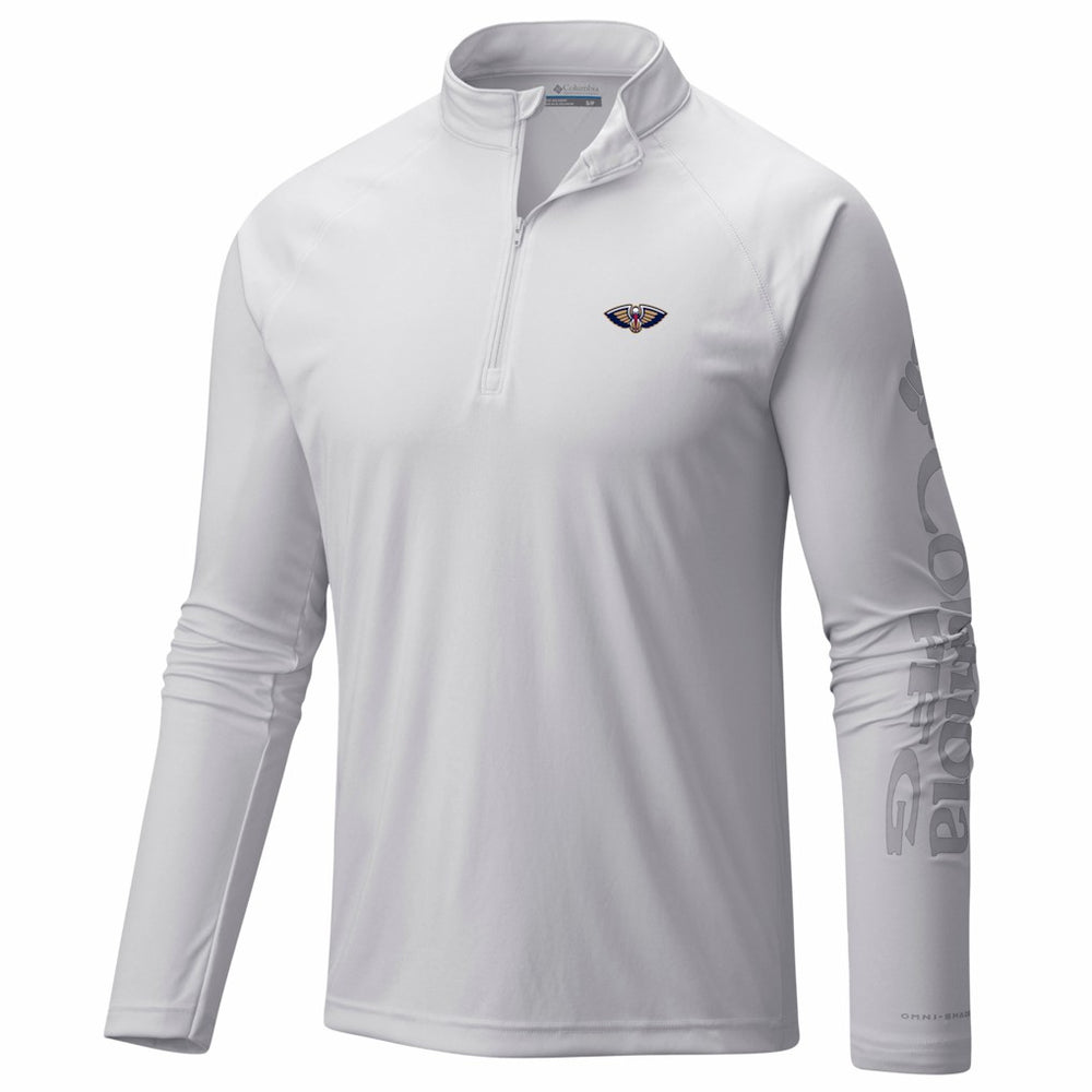 Columbia New Orleans Pelicans PFG Terminal Tackle Quarter-Zip Top White