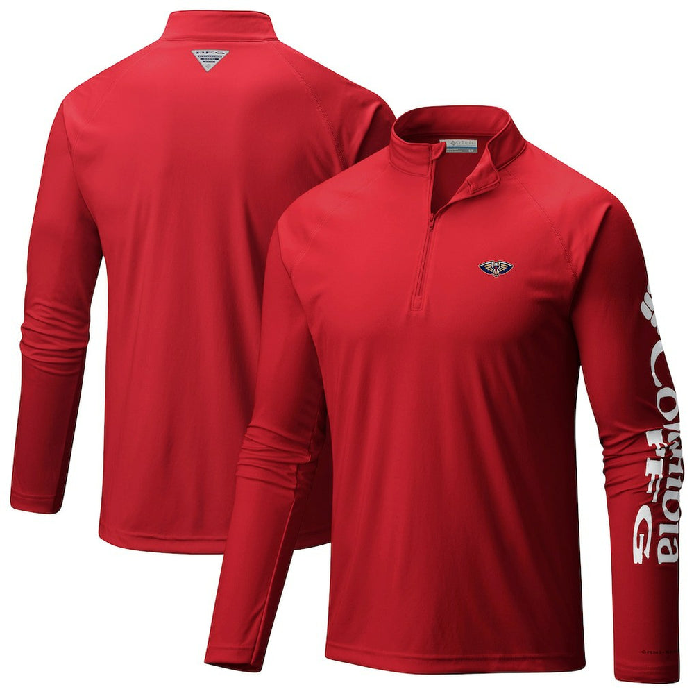 Columbia New Orleans Pelicans PFG Terminal Tackle Quarter-Zip Top Red