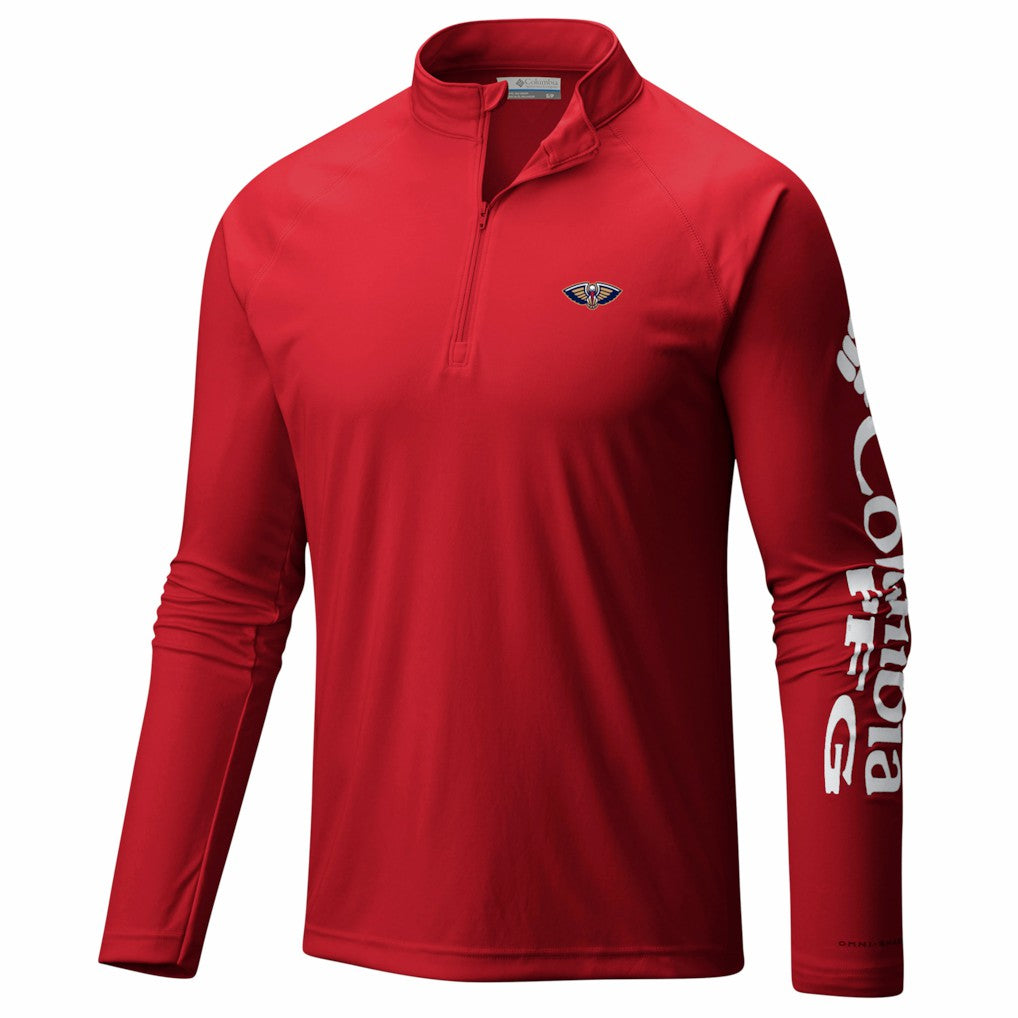Columbia New Orleans Pelicans PFG Terminal Tackle Quarter-Zip Top Red