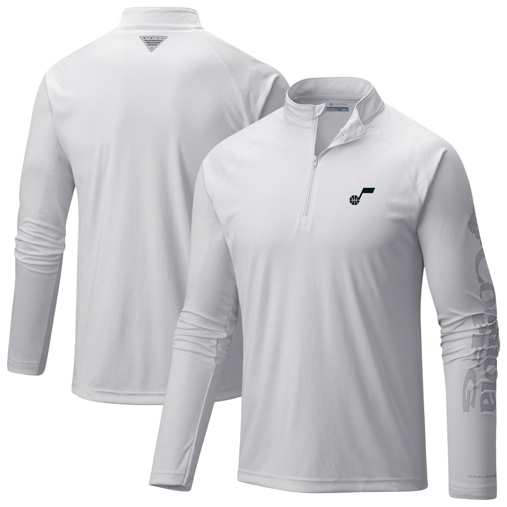 Columbia Utah Jazz PFG Terminal Tackle Quarter-Zip Top White