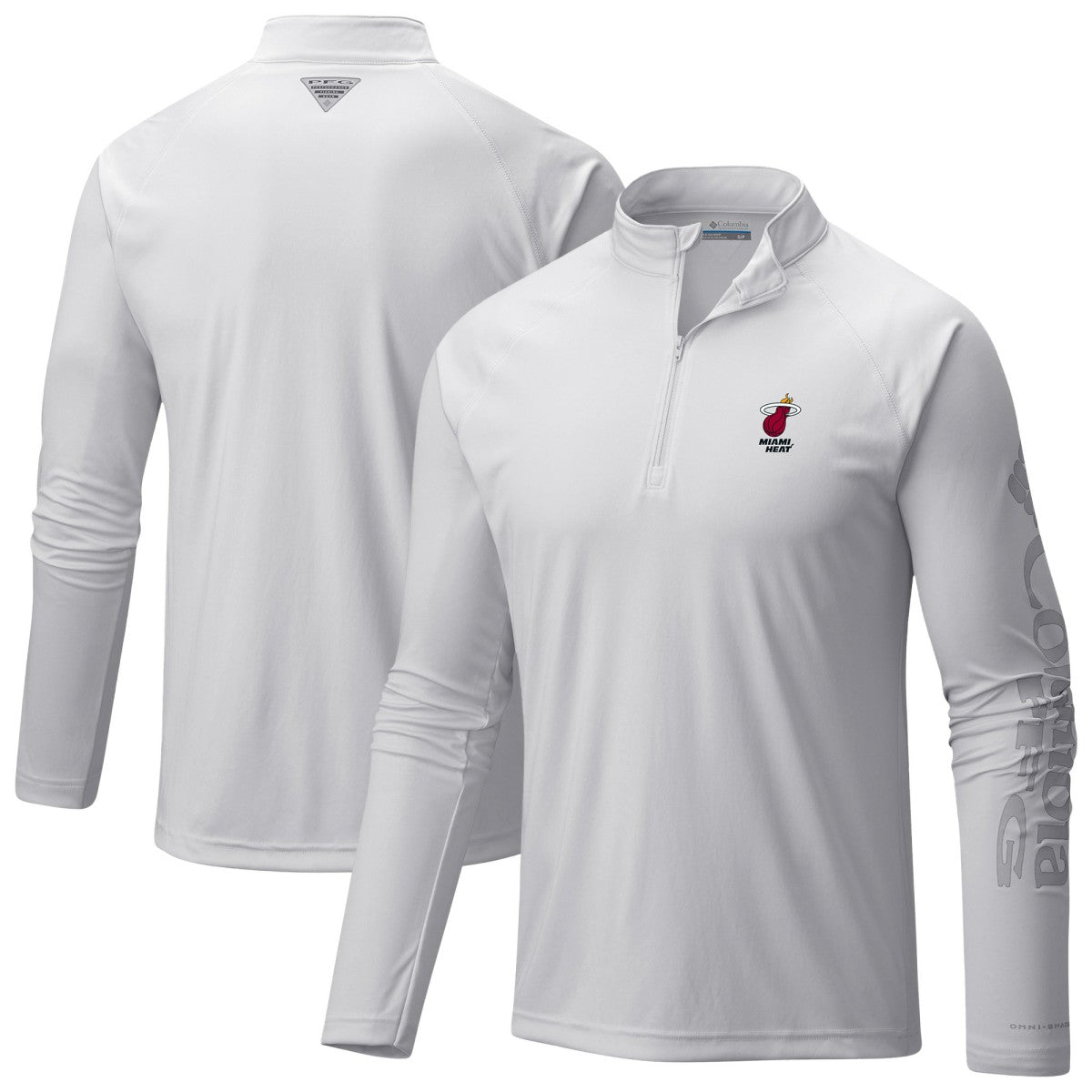 Columbia Miami Heat PFG Terminal Tackle Quarter-Zip Top White