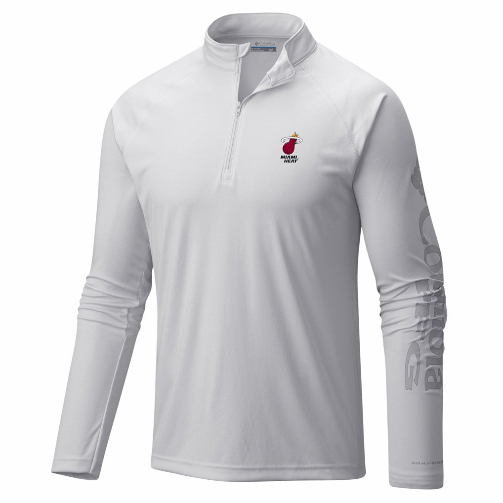 Columbia Miami Heat PFG Terminal Tackle Quarter-Zip Top White