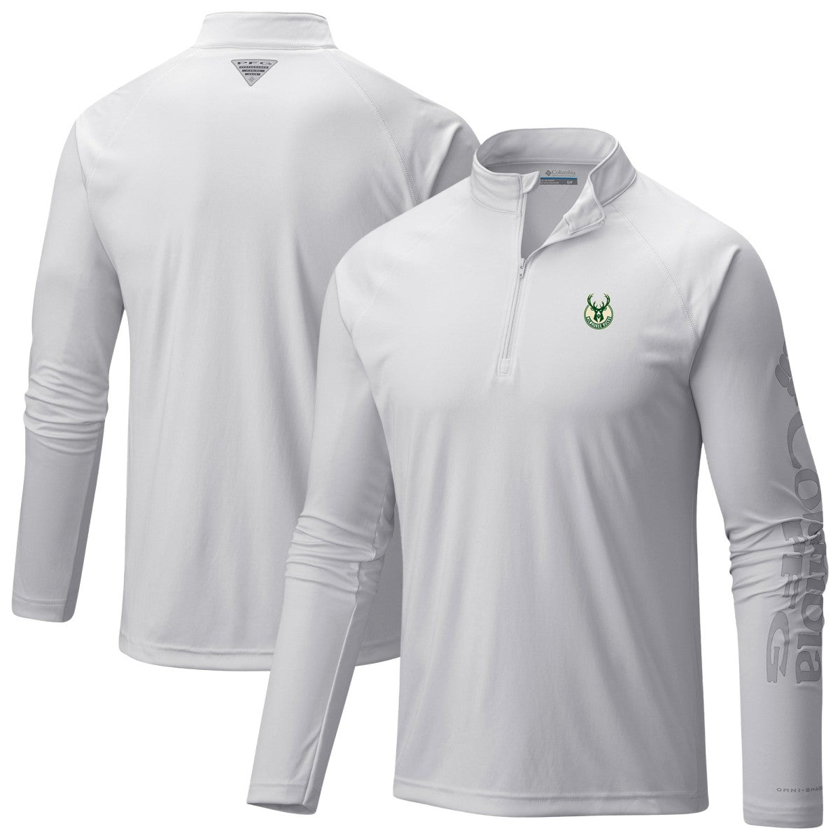 Columbia Milwaukee Bucks PFG Terminal Tackle Quarter-Zip Top White