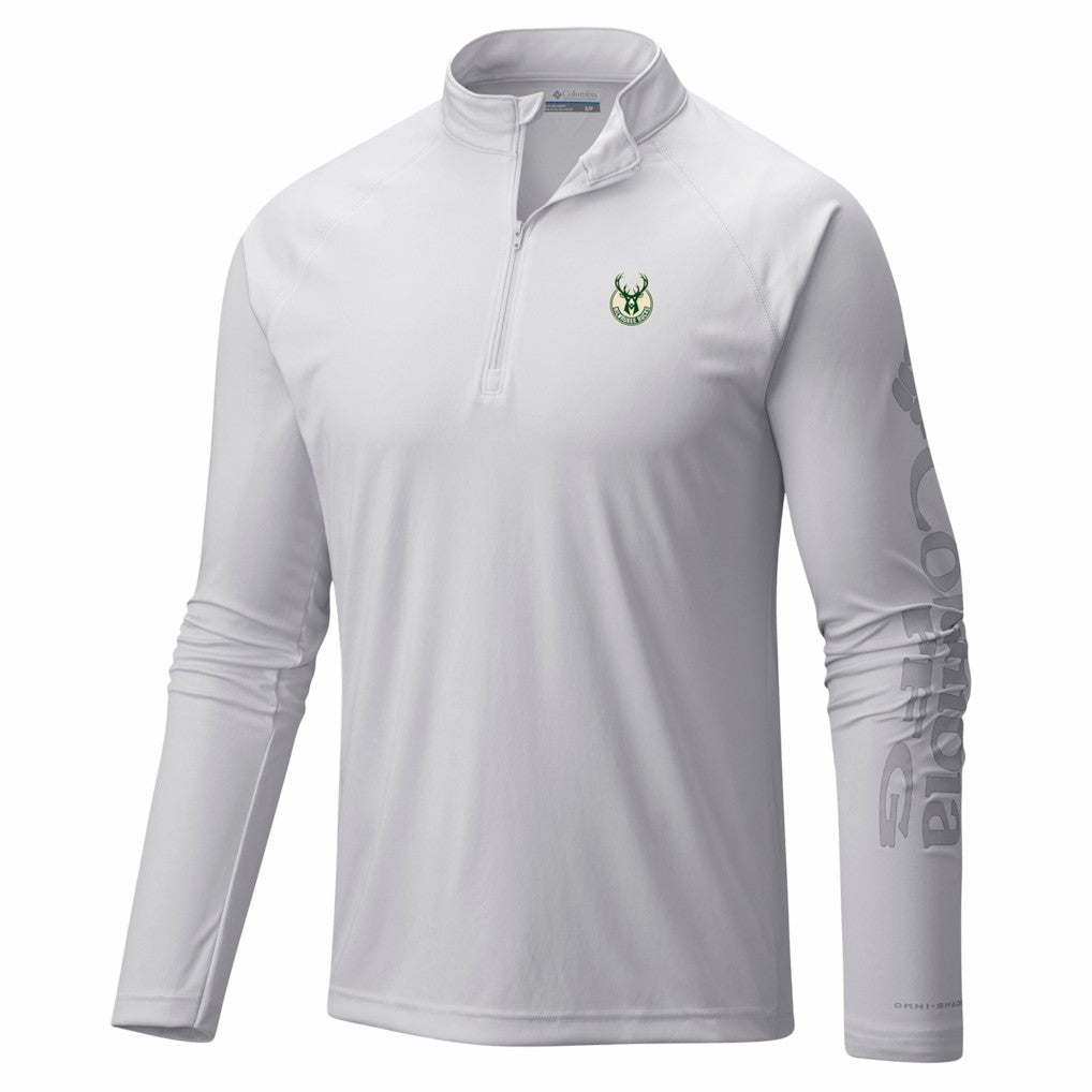 Columbia Milwaukee Bucks PFG Terminal Tackle Quarter-Zip Top White