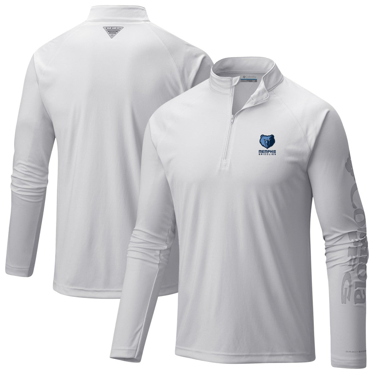Columbia Memphis Grizzlies PFG Terminal Tackle Quarter-Zip Top White
