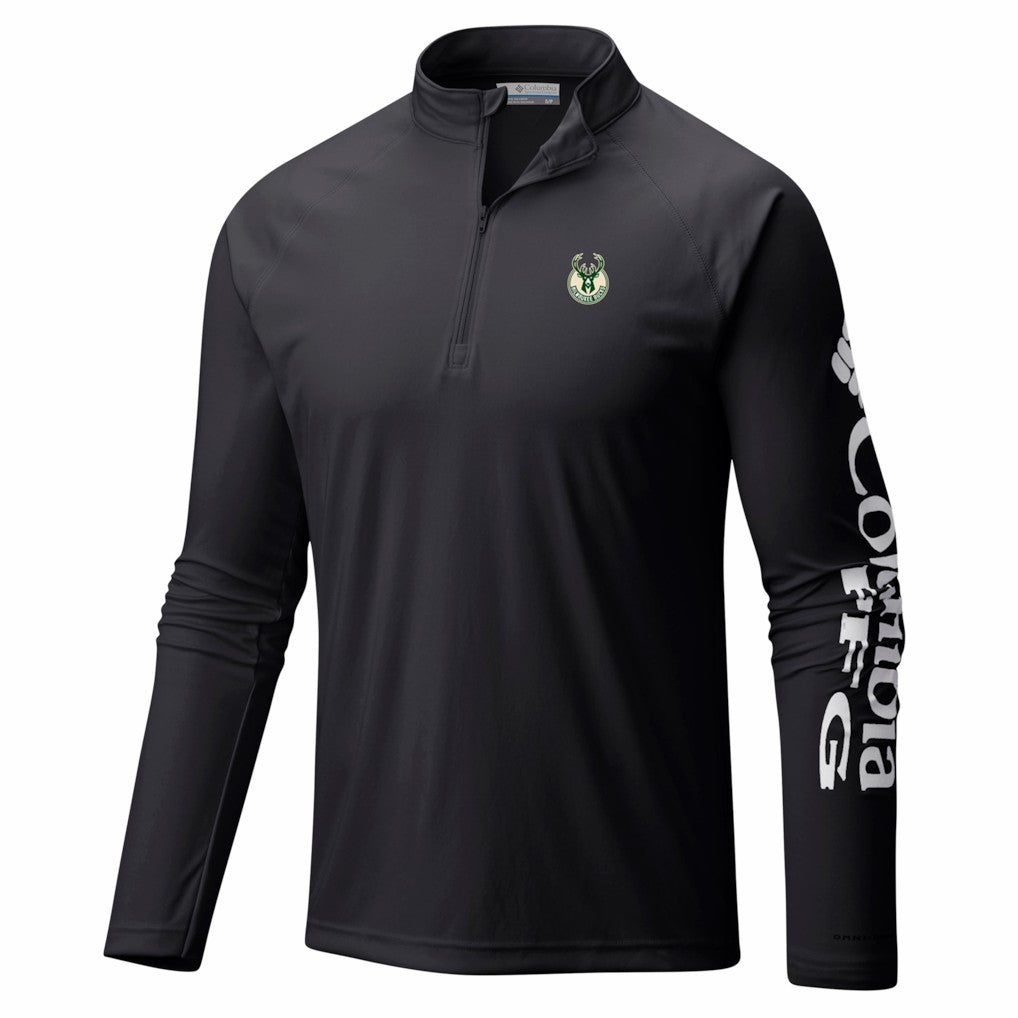 Columbia Milwaukee Bucks PFG Terminal Tackle Quarter-Zip Top Black
