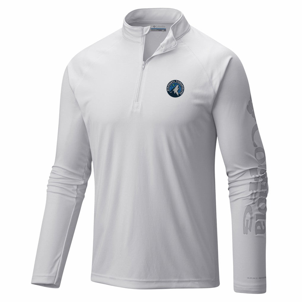 Columbia Minnesota Timberwolves PFG Terminal Tackle Quarter-Zip Top White