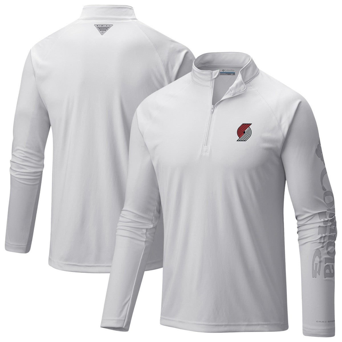 Columbia Portland Trail Blazers PFG Terminal Tackle Quarter-Zip Top White