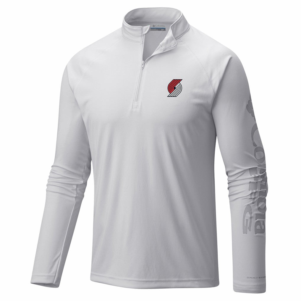 Columbia Portland Trail Blazers PFG Terminal Tackle Quarter-Zip Top White