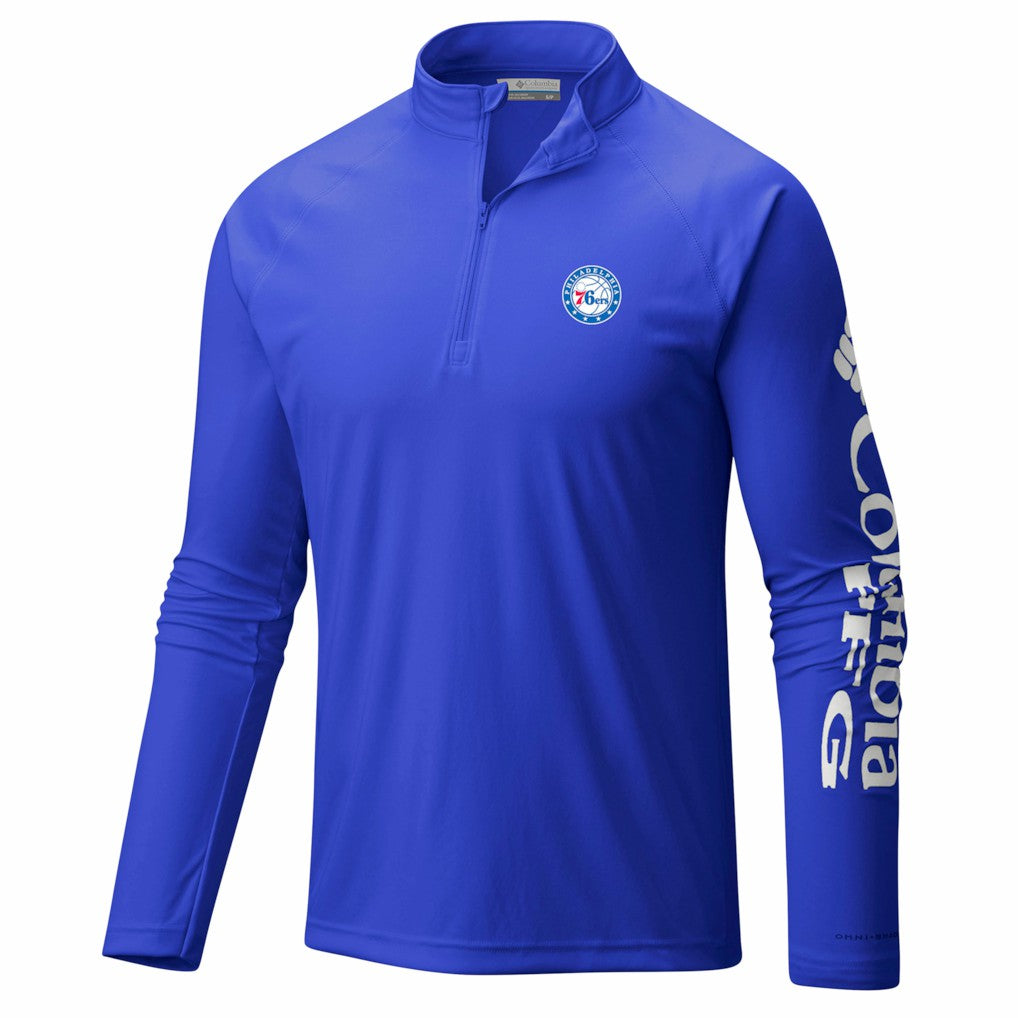 Columbia Philadelphia 76ers PFG Terminal Tackle Quarter-Zip Top Blue