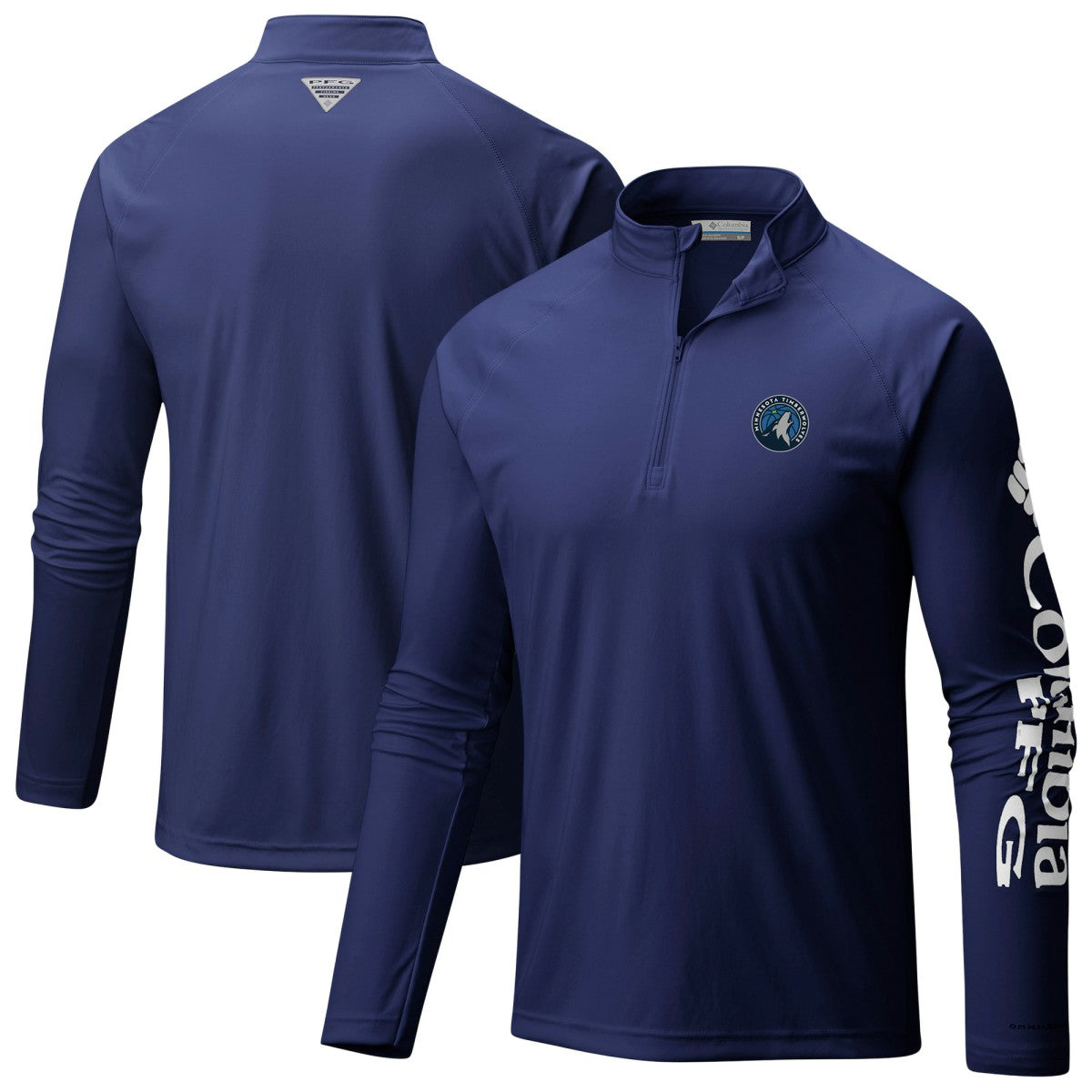 Columbia Minnesota Timberwolves PFG Terminal Tackle Quarter-Zip Top Navy