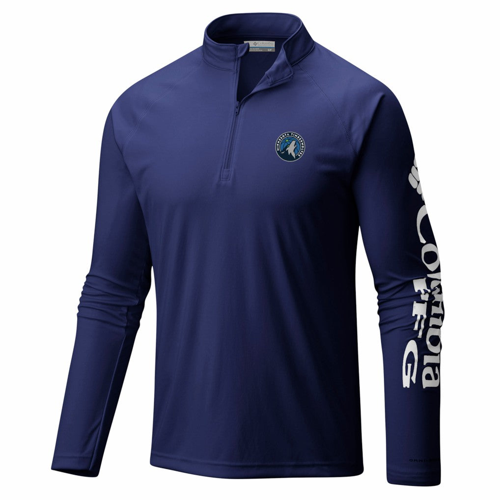Columbia Minnesota Timberwolves PFG Terminal Tackle Quarter-Zip Top Navy