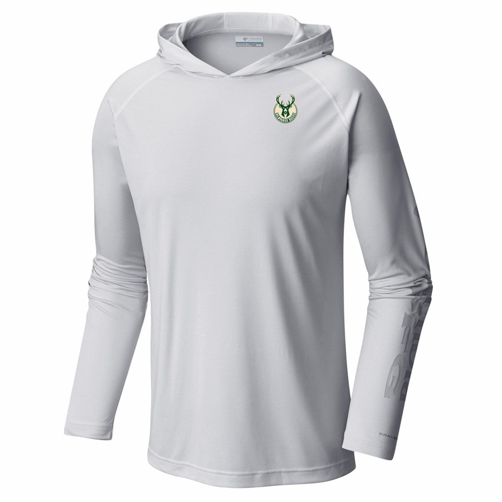 Columbia Milwaukee Bucks PFG Super Terminal Tackle Hoodie White