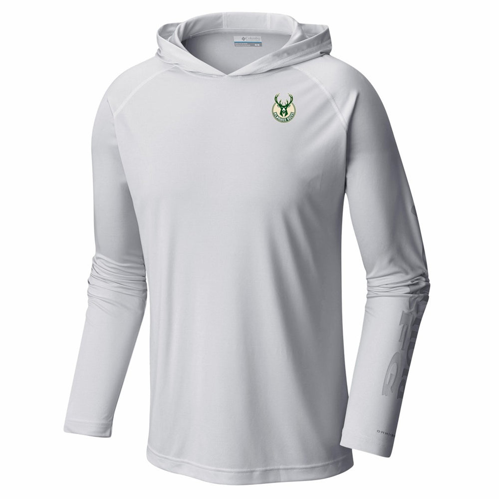 Columbia Milwaukee Bucks PFG Super Terminal Tackle Hoodie White