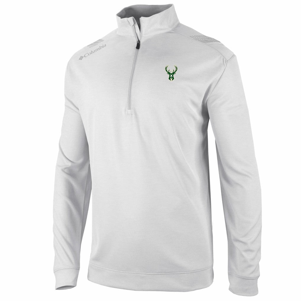 Columbia Milwaukee Bucks Oakland Downs Omni-Wick Quarter-Zip Top White