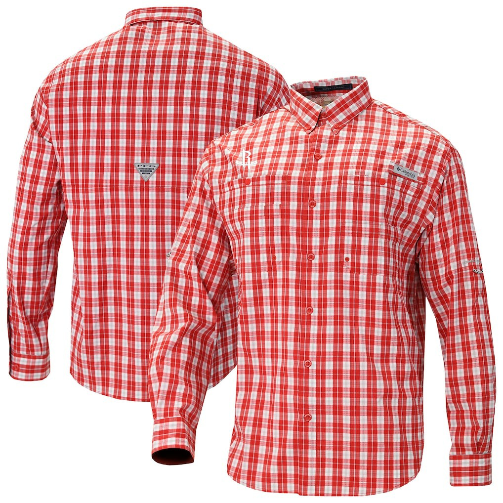 Columbia Houston Rockets Super Tamiami Omni-Shade Long Sleeve Button-Down Shirt Red