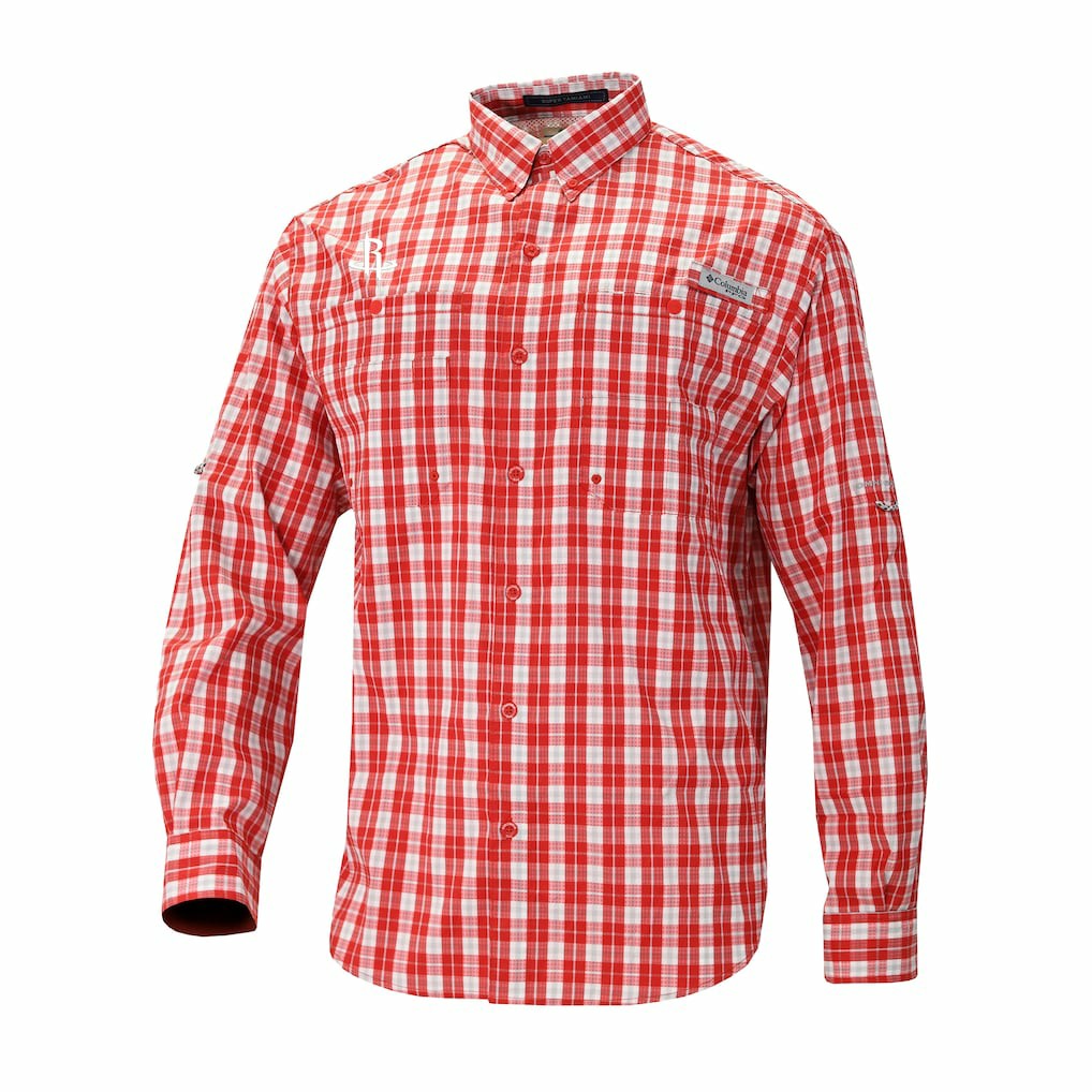 Columbia Houston Rockets Super Tamiami Omni-Shade Long Sleeve Button-Down Shirt Red