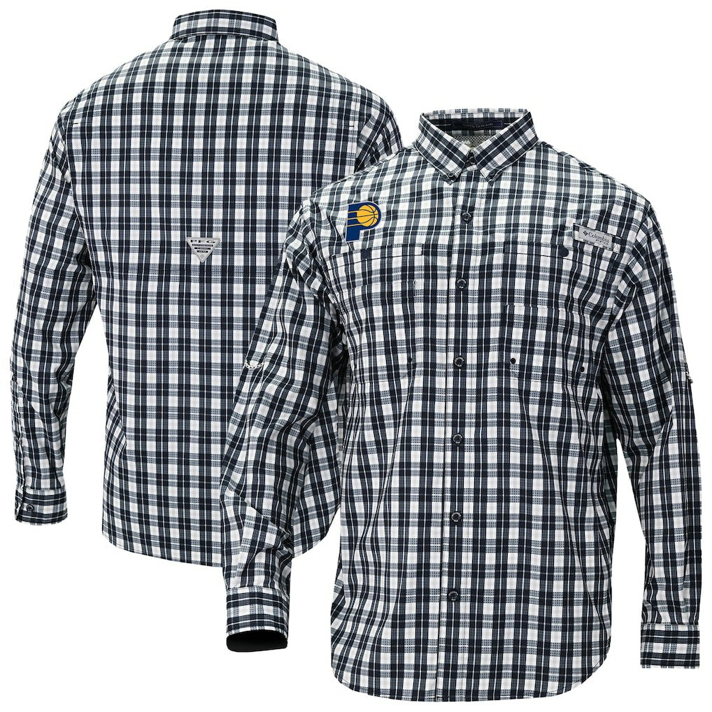 Columbia Indiana Pacers Super Tamiami Omni-Shade Long Sleeve Button-Down Shirt Navy